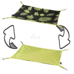 Hamak prostokątny w liście na czarnym tle dla królika