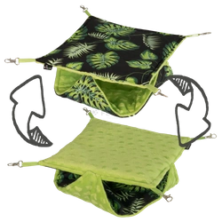 Hamak piętrowy typu plaster miodu w liście na czarnym tle dla królików