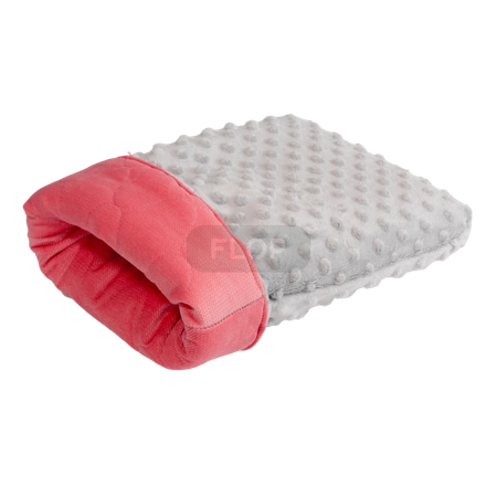 Norka śpiworek z szarego polaru minki i koralowej pikówki