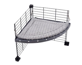 Narożny hamak półokrągły z szarego polaru minki dla królika