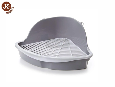 Szara kuweta narożna z plastikowym rusztem