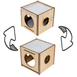 Wielki domek z dachem - hamakiem z szarego polaru minki i poduchą dla królika domowego