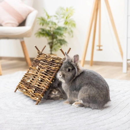 Szałas z gałązek dla królików - tunel, domek i gryzak 3w1