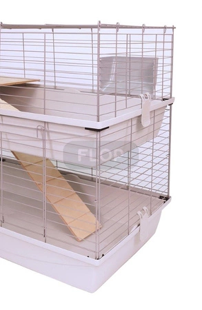 Piętrowa klatka dla królików 100x55x(h)93cm - szare kuwety, czarne kraty