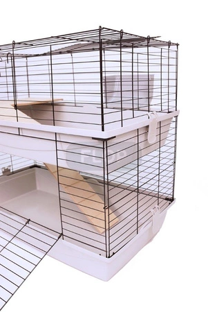 Piętrowa klatka dla królików 100x55x(h)93cm - szare kuwety, czarne kraty