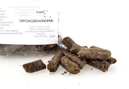 Gryzaczki konopne 100% 100g SuperFoods zdrowy gryzak dla królika