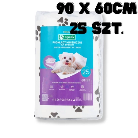 Spark Podkłady jednorazowe pod VetBed 90x60 cm 25 szt. super chłonne FLOP dla królika
