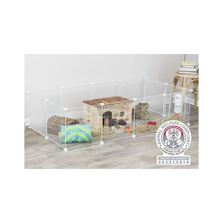 Wybieg domowy bez podłogi dla świnek morskich, jeży i królików, biały 140x35x70cm