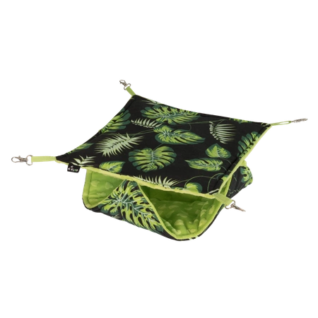 Hamak piętrowy typu plaster miodu w liście na czarnym tle dla królików