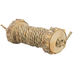 Rolka z trawy morskiej i drewna do zabawy dla małych zwierząt