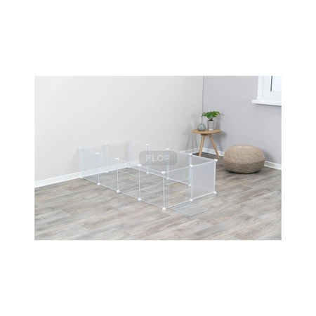 Wybieg domowy z podłogą dla świnek morskich, jeży i królików, biały 140x35x70cm