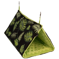 Przelotowy namiot do podwieszenia FLOP w liście na czarnym tle dla królika