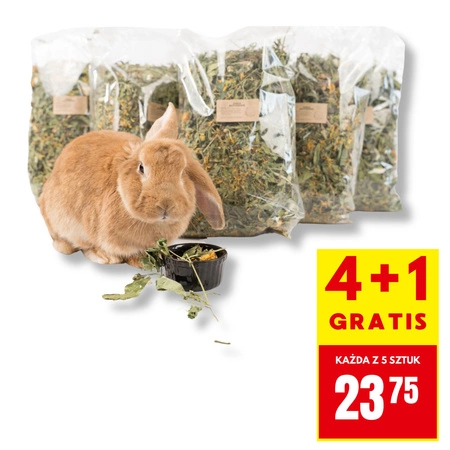 4+1 GRATIS  Zioła rutynowe dla królika - mieszanka ziołowa 500g