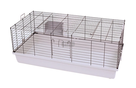 Klatka dla królika 120cm x 59cm x 47cm szara z czarnymi kratami