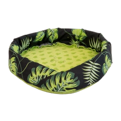 Zakręcone legowisko w liście na czarnym tle dla królika