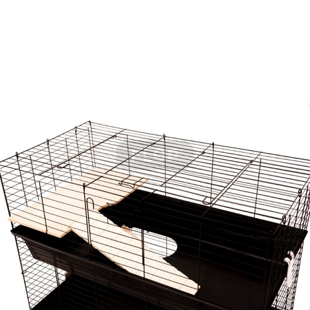 Piętrowa klatka dla królików 100x55x(h)93cm - czarne kuwety, czarne kraty