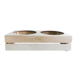 Drewniany stelaż na metalowe miseczki (miseczki osobno) FLOP