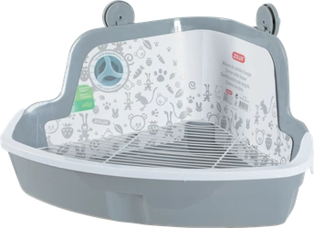 ZOLUX duża szara narożna kuweta z rusztem dla królika