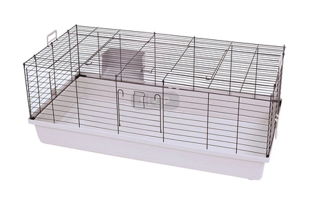 Klatka dla królika 120cm x 59cm x 47cm szara z czarnymi kratami