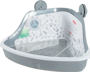 ZOLUX mała szara narożna kuweta z rusztem dla królika