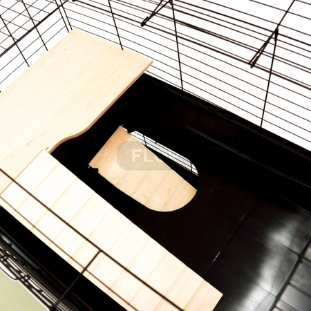 Piętrowa klatka dla królików 100x55x(h)93cm - czarne kuwety, czarne kraty