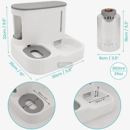 Automatyczny podajnik karmy i wody 2 w 1 dla królika (3 l + 850 ml)