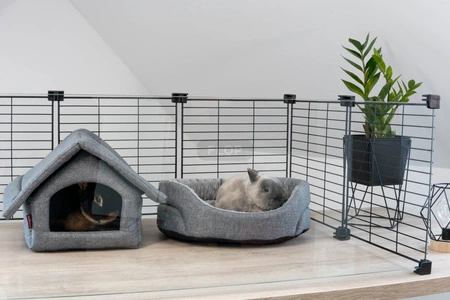 Wielkie szare legowisko z wyciąganą poduchą