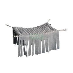 Hamak prostokątny  z szarego polaru minki  z frędzelkami