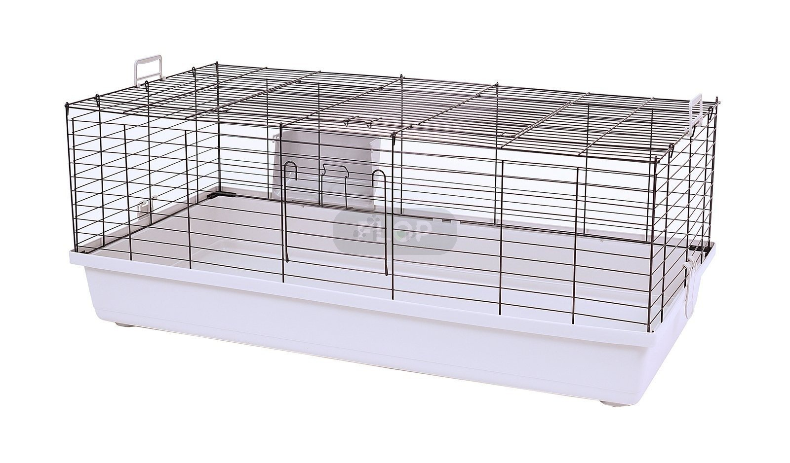 Klatka dla królika 120cm x 59cm x 47cm szary z czarnymi kratami